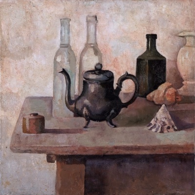 Still-Life-with-bottles-and-Old-Teapot